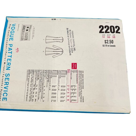 Vtg "Chester Weinberg" 2202 Vogue Americana Dress Pattern, Size 14 w/Label - Picture 7 of 10